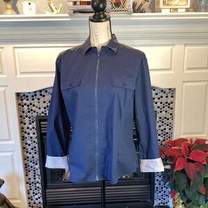 Ravel zip up navy blue shirt jacket, size large